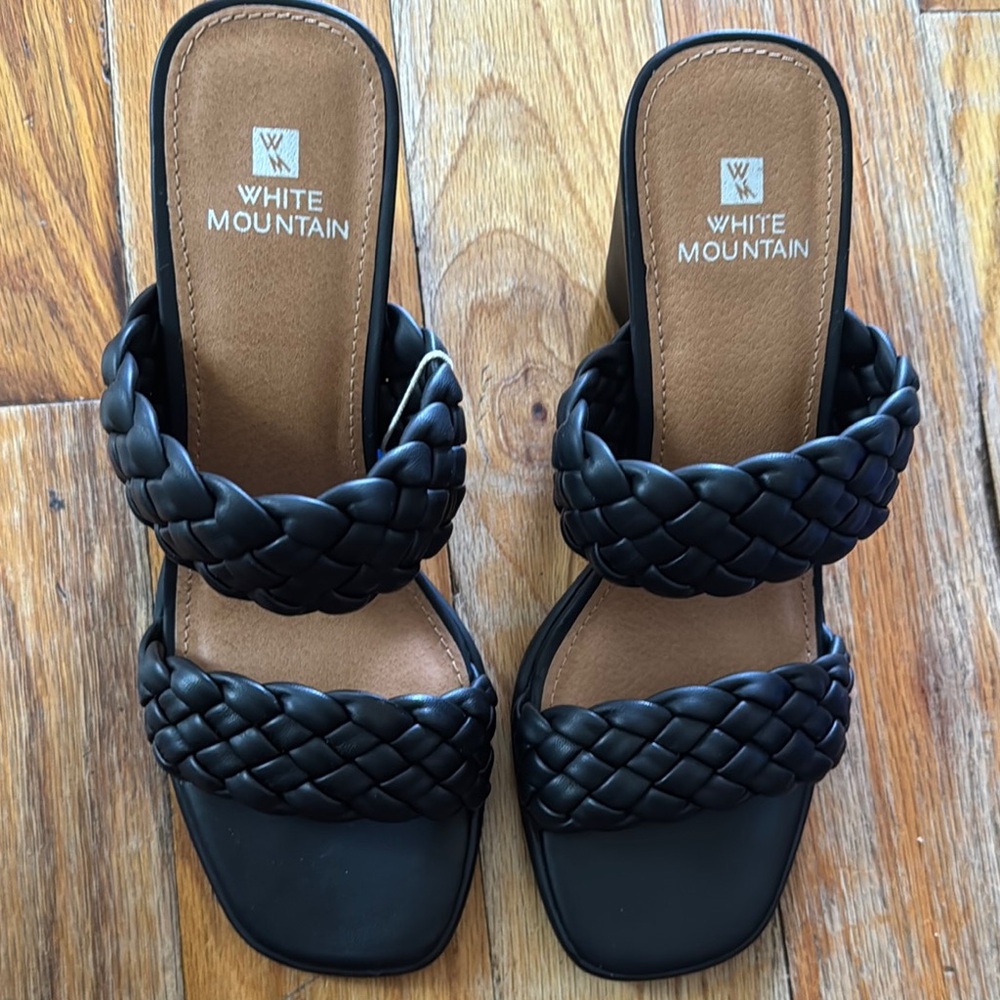 White Mountain Black Braided Sandals